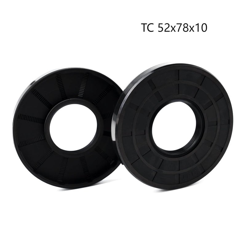 Xike 2PCS Oil Seal, Lip Seals, TC 52mm x 78mm x 10mm, Nitrile Rubber Double Lip Spring-Loaded Oil Shaft Seal, Designed for Bearing Shaft, Black - Image 2